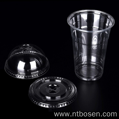 Recyclable Cold Drinking Disposable Transparent Plastic Cups With Lid